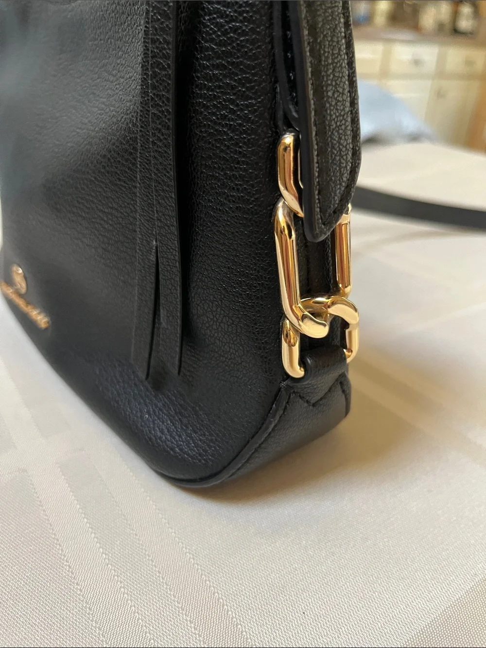 Michael Kors Black Leather Crossbody with Gold Hardware